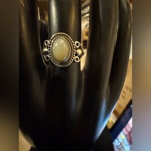 Sterling Silver 925 Natural White Ethiopian Opal Ring Sz 7-3/4” New